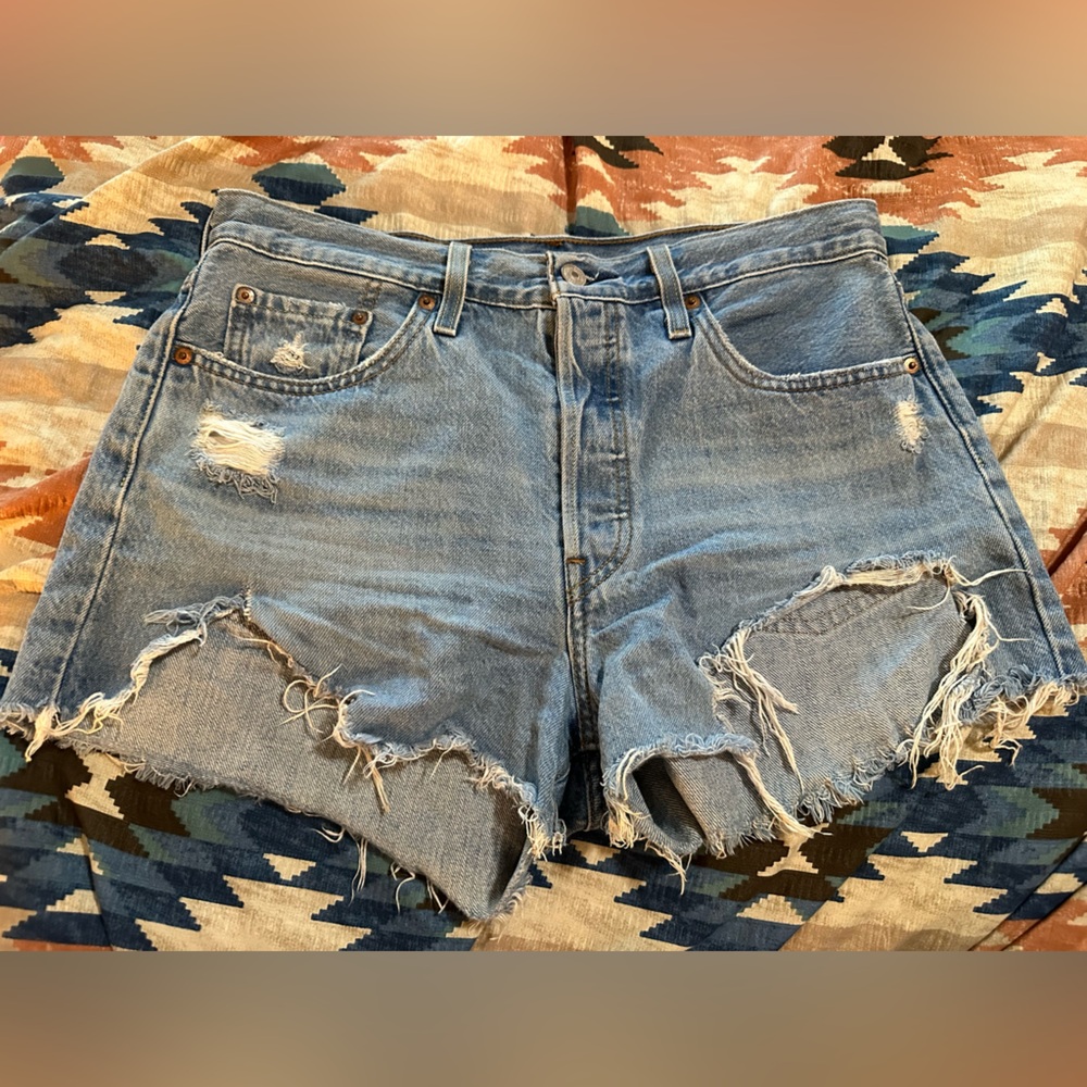 Levi's Light Blue Distressed Jean Shorts